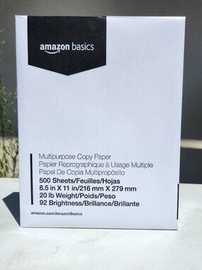 New Ream 500 Sheets Amazon Office Print Copy Printer Paper 8.5x11 Inch Letter Si